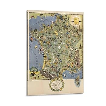 古い地図の額絵 Amazon.co.jp: フランスの古い地図の古い地図レトロキャンバス